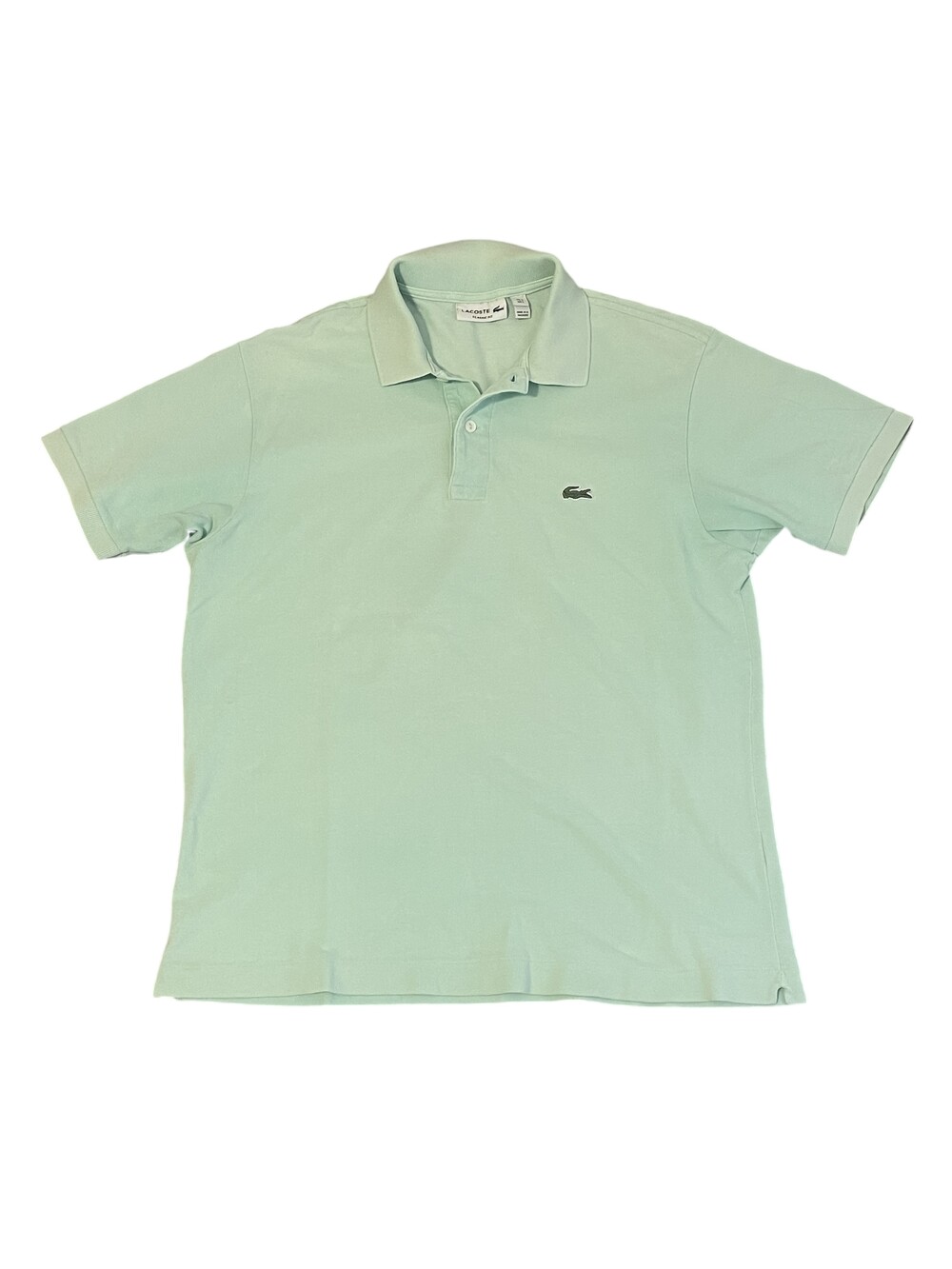 Lacoste Polo Shirt Mens Large Green Classic Fit Croc Logo Cotton Casual